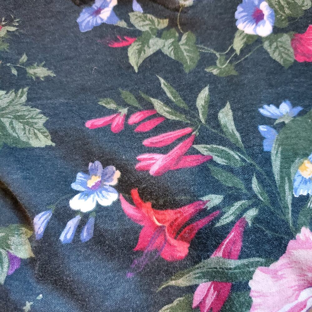 Vintage 80's Forest Green Floral A Line Fit and Flare Half Sleeve Midi Dress - Picture 8 of 12